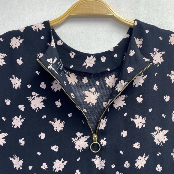 Paris Atelier & Other Stories Round Neck Cap Sleeve Shift Dress Sz2 Black Floral - Picture 16 of 16